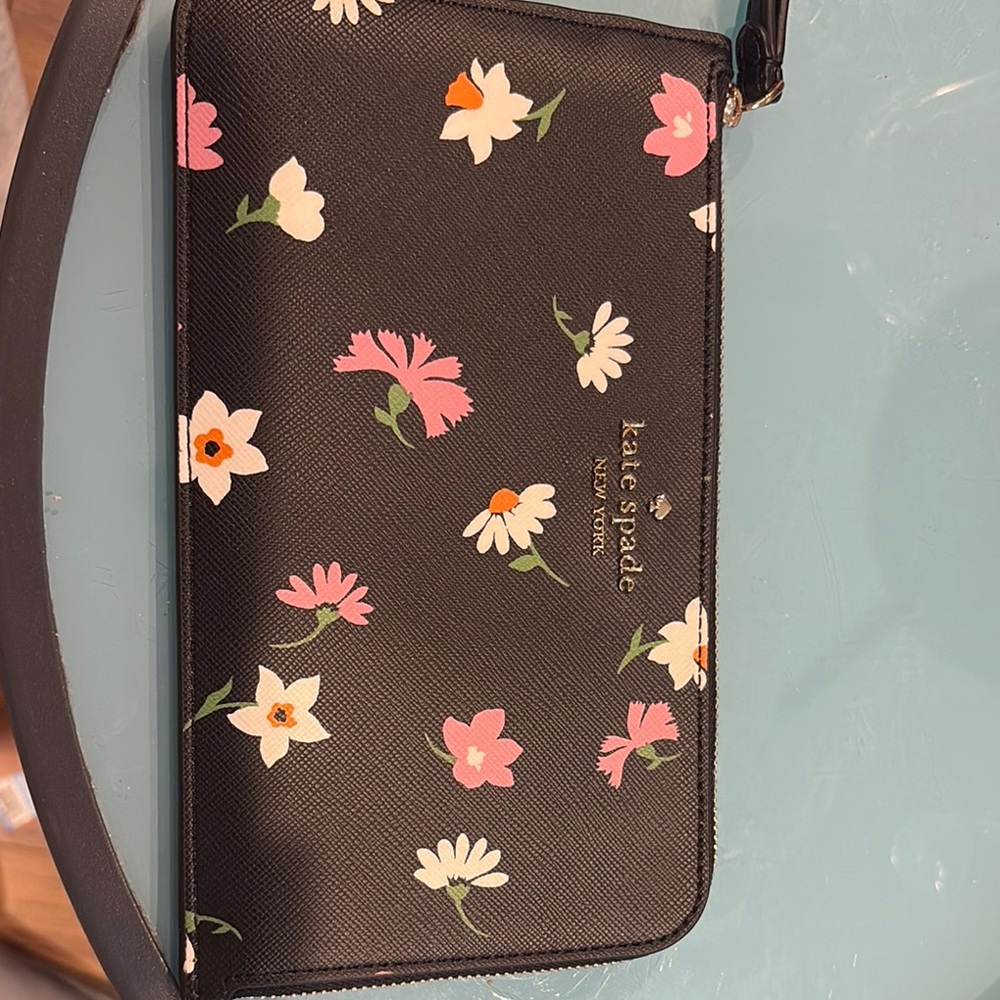 Kate Spade Black and Pink Floral Clutch